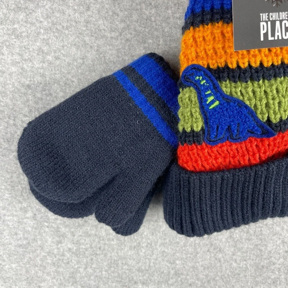 The Childrens Place Beanie Mitten Set Kids 4T-5T Dinosaur Winter‎ Colorful NWT